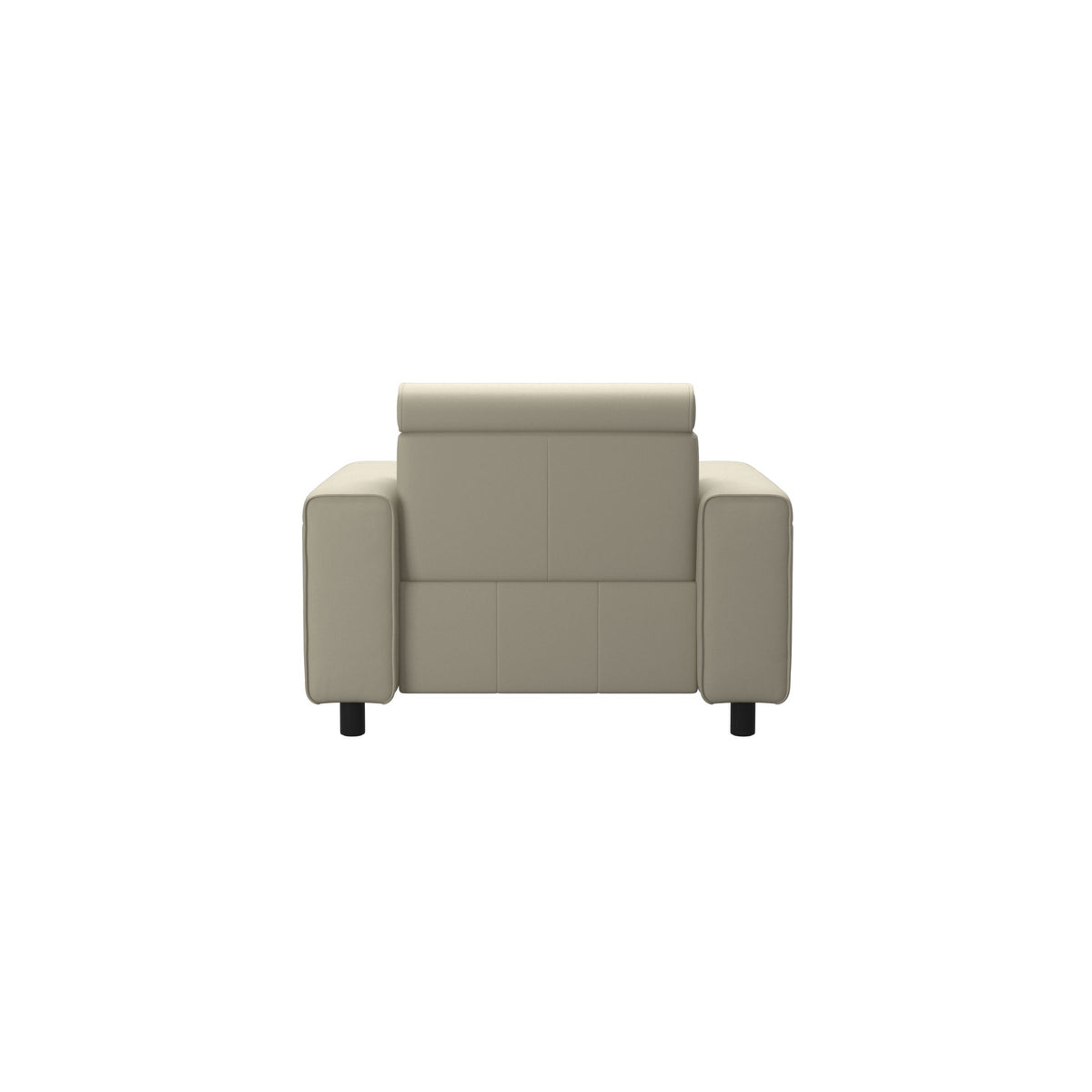 Stressless Emily Wide Arm Chair with Power in Paloma Light Grey, Black, rear three-quarter view