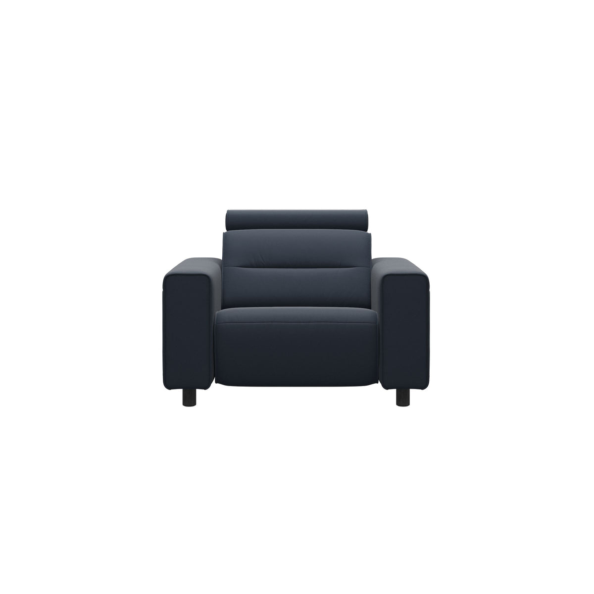 Stressless Emily Wide Arm Chair with Power in Paloma Oxford Blue, Grey, front view
