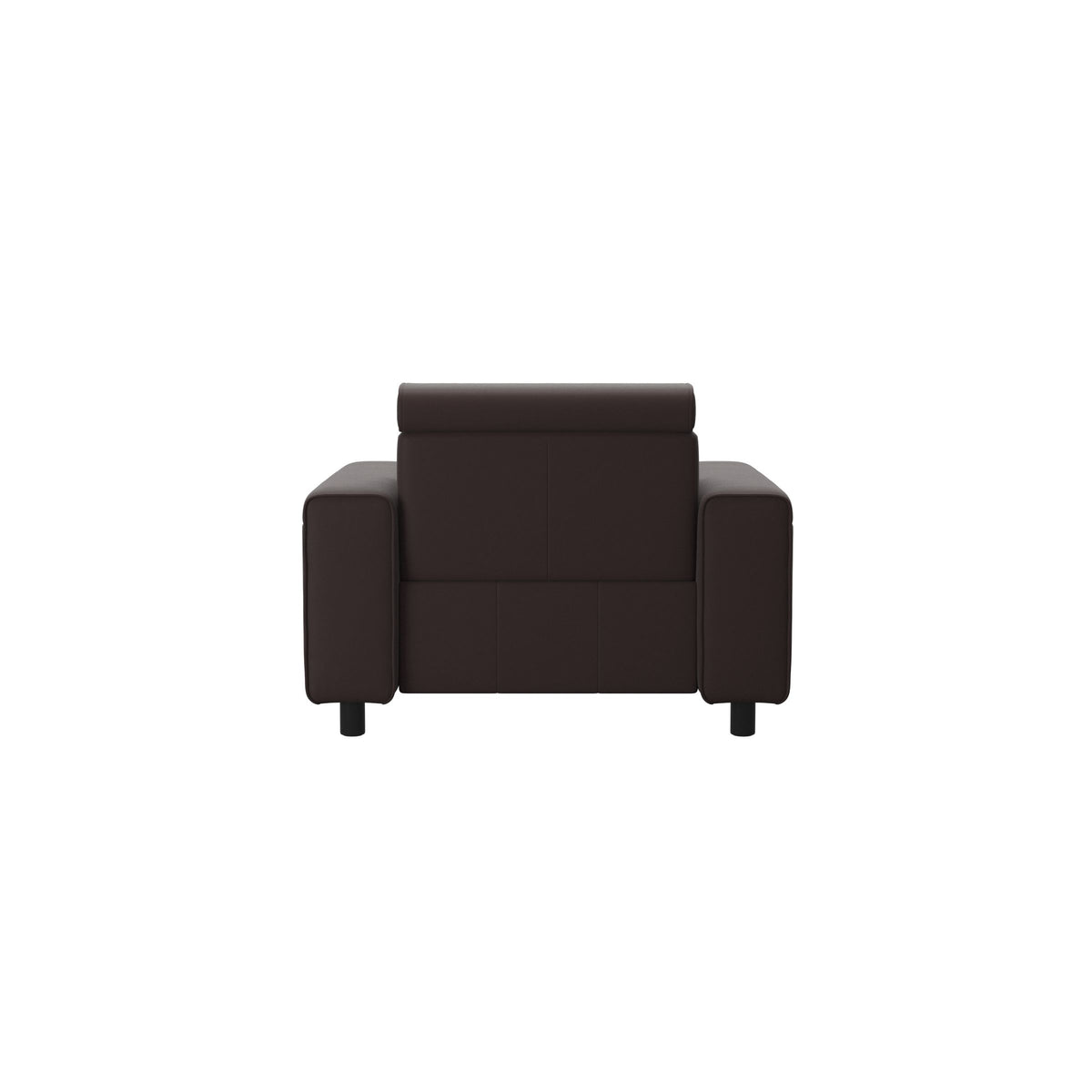 Stressless Emily Wide Arm Chair with Power in Paloma Chocolate, Black, rear three-quarter view