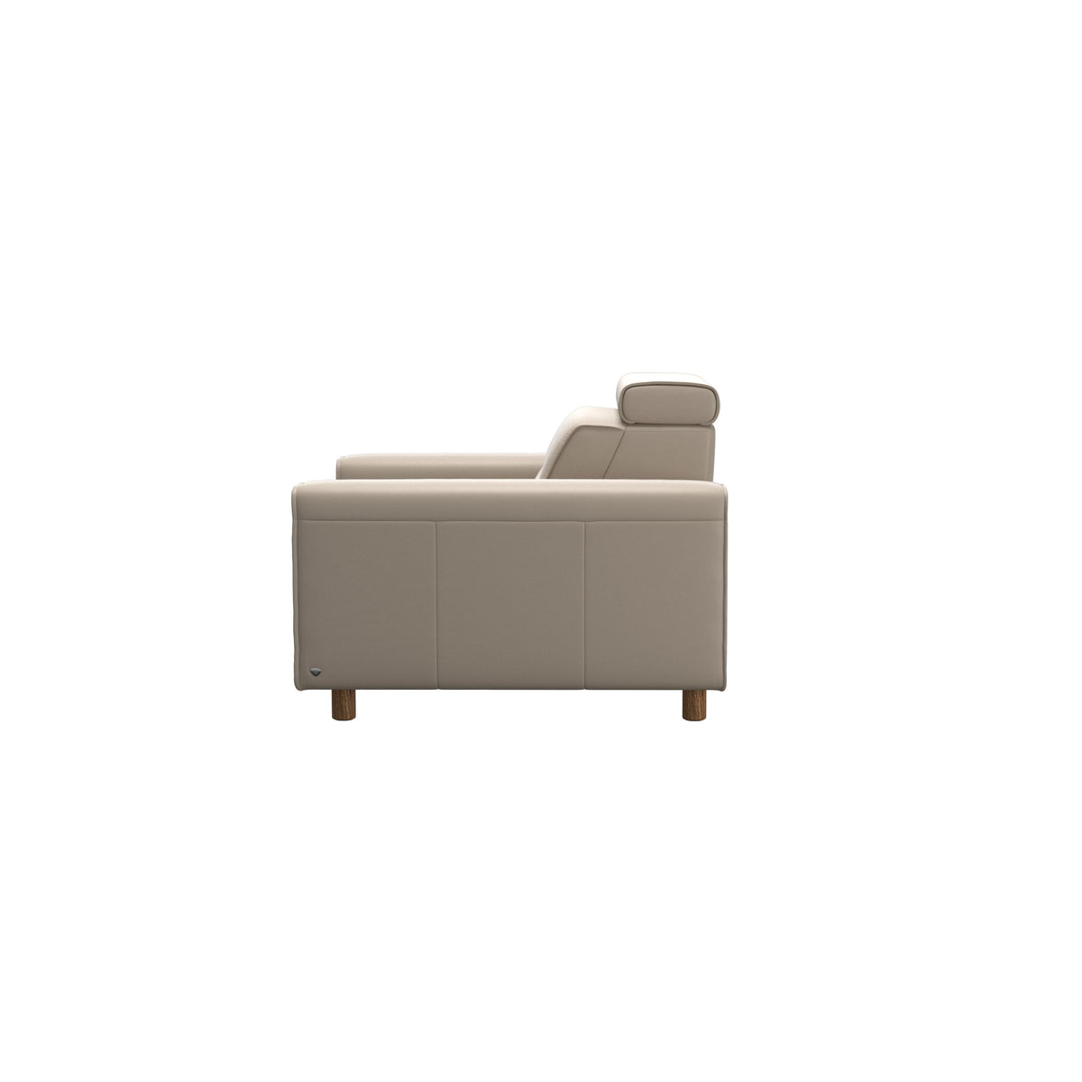 Stressless Emily Wide Arm Chair with Power in Paloma Mushroom, Teak, back view