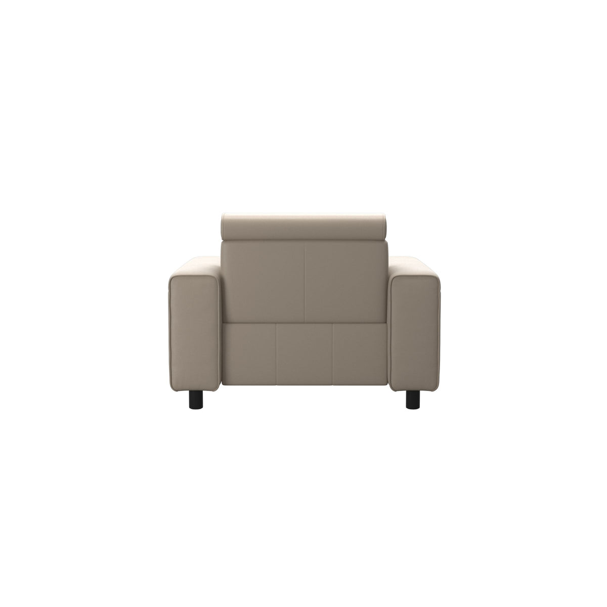 Stressless Emily Wide Arm Chair with Power in Paloma Mushroom, Black, rear three-quarter view