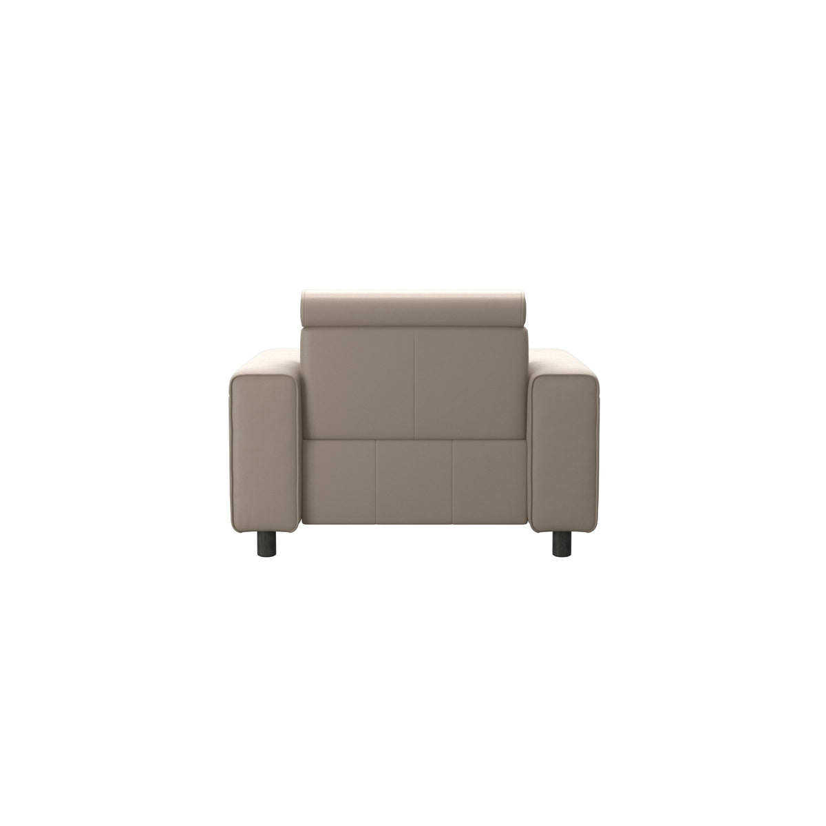 Stressless Emily Wide Arm Chair with Power in Paloma Mushroom, Grey, rear three-quarter view