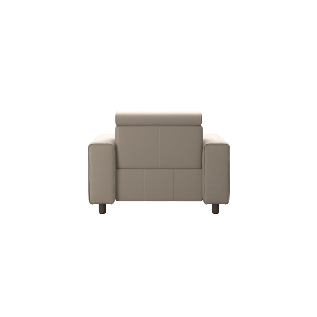 Stressless Emily Wide Arm Chair with Power in Paloma Mushroom, Wenge, rear three-quarter view
