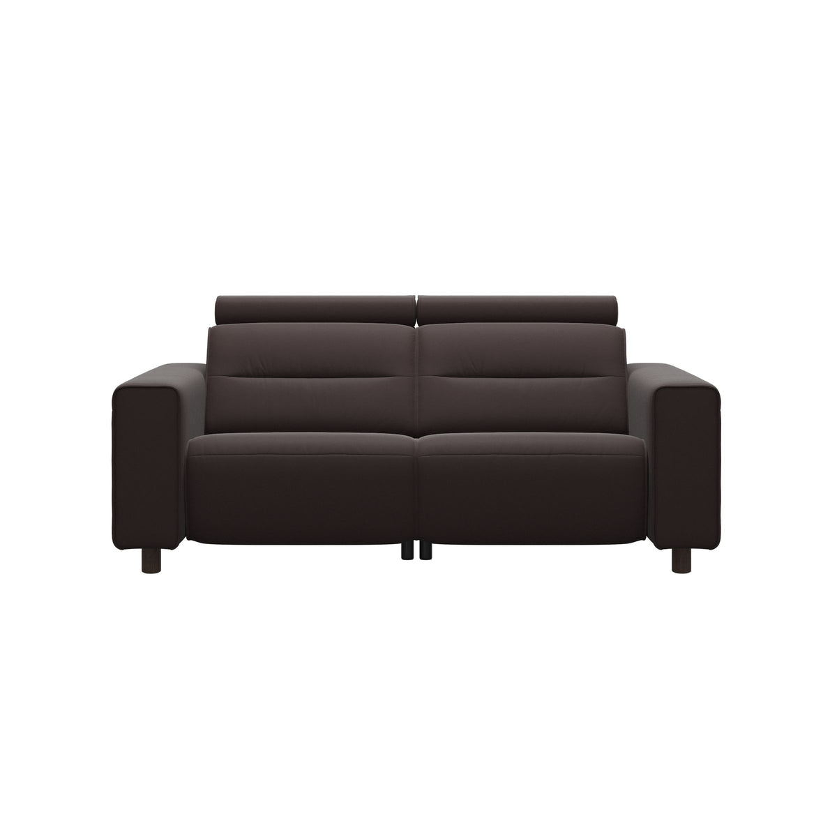 Stressless Emily Wide Arm 2-Seater Sofa with 2 Power Seats in Paloma Chocolate, Wenge, front view