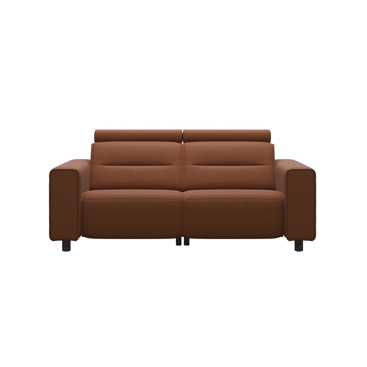 Stressless Emily Wide Arm 2-Seater Sofa with 2 Power Seats in Paloma New Cognac, Grey, front view