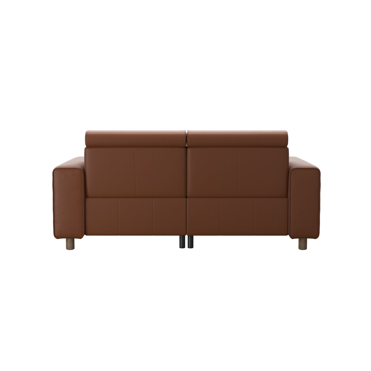 Stressless Emily Wide Arm 2-Seater Sofa with 2 Power Seats in Paloma New Cognac, Smoked Oak, rear three-quarter view