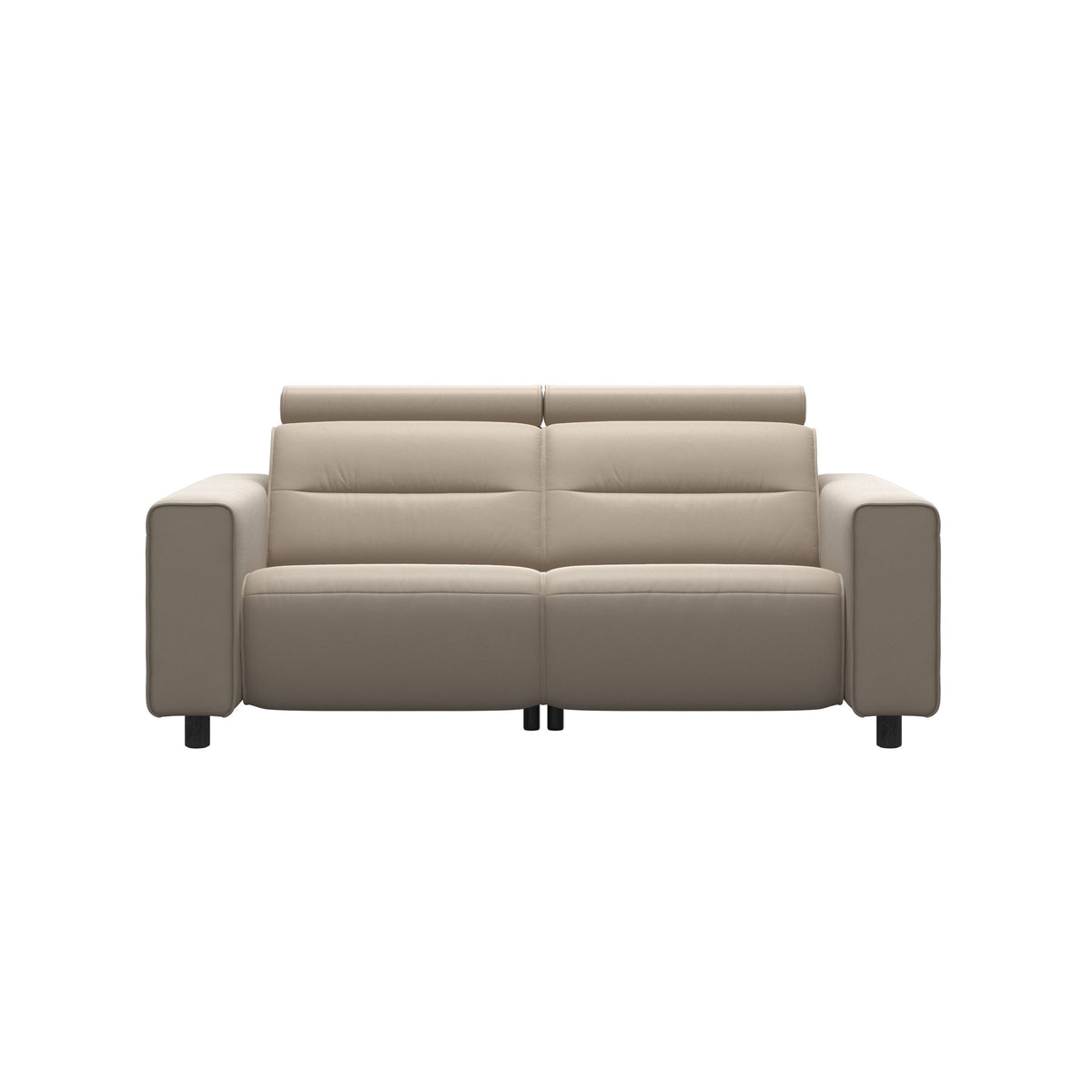 Stressless Emily Wide Arm 2-Seater Sofa with 2 Power Seats in Paloma Mushroom, Grey, front view