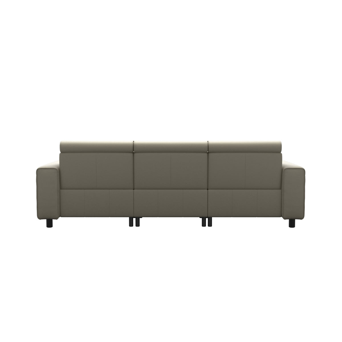 Stressless Emily Wide Arm 3-Seater Sofa with 2 Power Seats in Paloma Light Grey, Black, rear three-quarter view