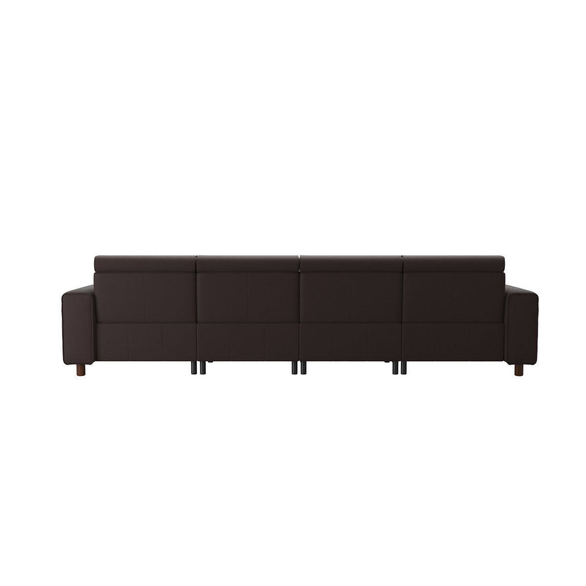 Stressless Emily Wide Arm 3-Seater Sofa with 2 Power Seats and 1 Long Seat in Paloma Chocolate, Brown, rear three-quarter view