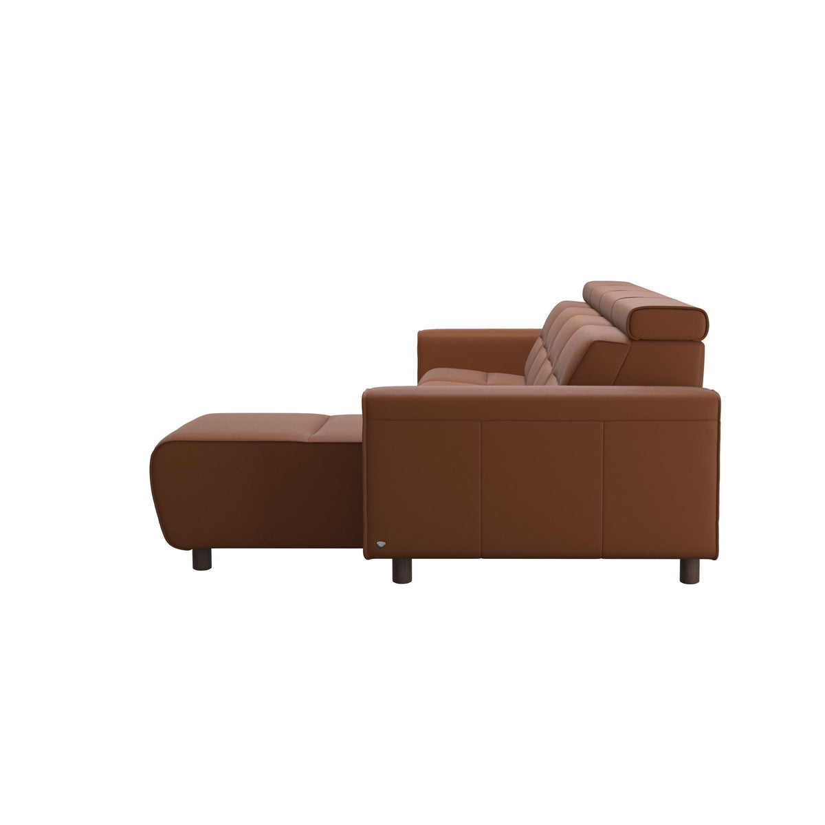 Stressless Emily Wide Arm 3-Seater Sofa with 2 Power Seats and 1 Long Seat in Paloma New Cognac, Wenge, back view