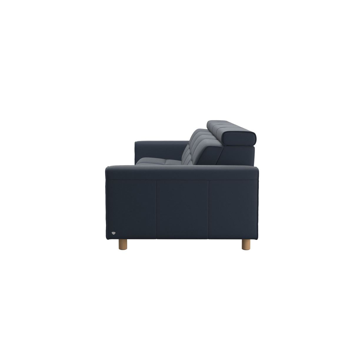 Stressless Emily Wide Arm 4-Seater Sofa with 2 Power Seats in Paloma Oxford Blue, Oak, back view