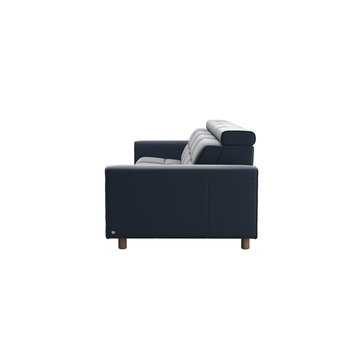 Stressless Emily Wide Arm 4-Seater Sofa with 2 Power Seats in Paloma Oxford Blue, Smoked Oak, back view