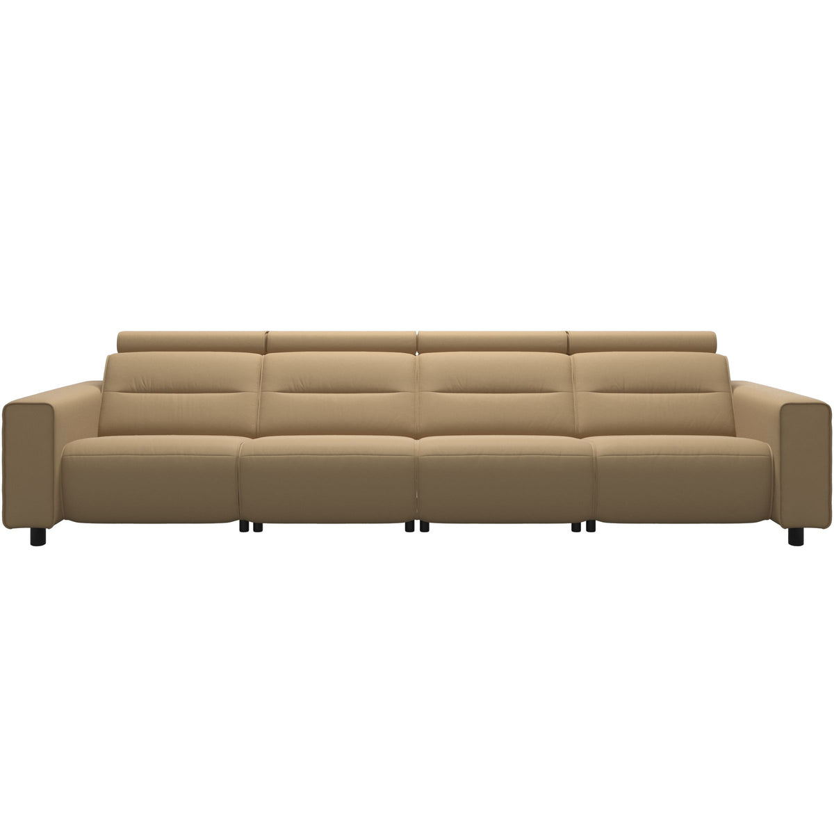 Stressless Emily Wide Arm 4-Seater Sofa with 2 Power Seats in Paloma Sand, Black, front view