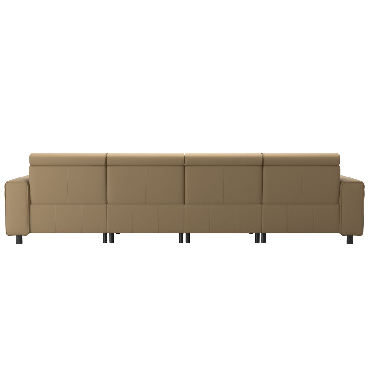 Stressless Emily Wide Arm 4-Seater Sofa with 2 Power Seats in Paloma Sand, Grey, rear three-quarter view