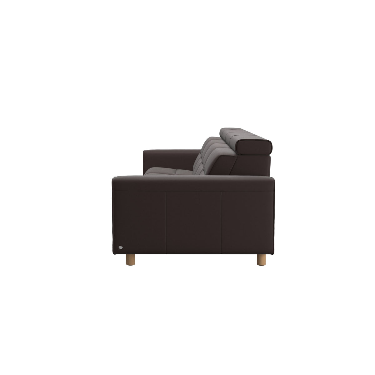 Stressless Emily Wide Arm 4-Seater Sofa with 2 Power Seats in Paloma Chocolate, Oak, back view