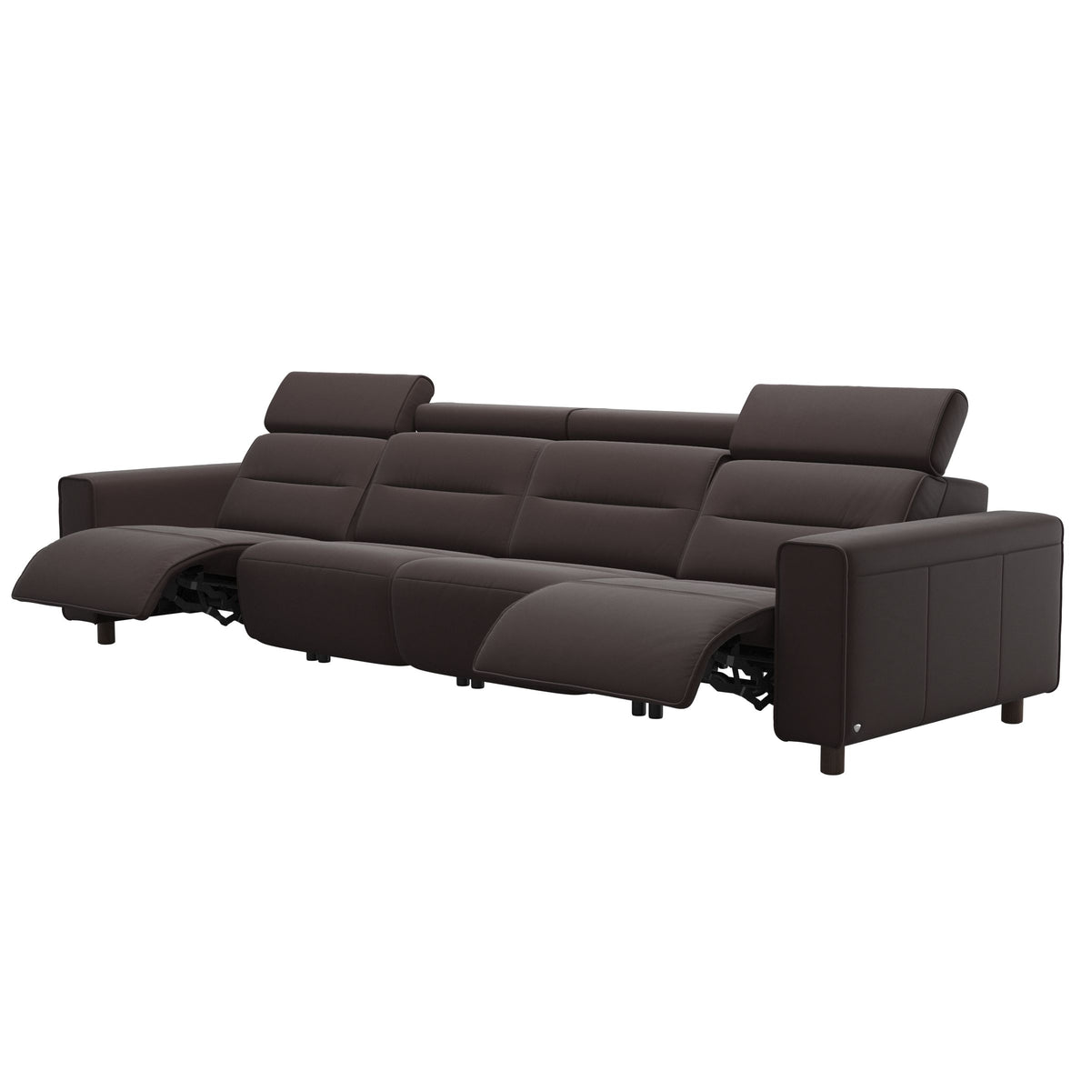 Stressless Emily Wide Arm 4-Seater Sofa with 2 Power Seats in Paloma Chocolate, Wenge, side view