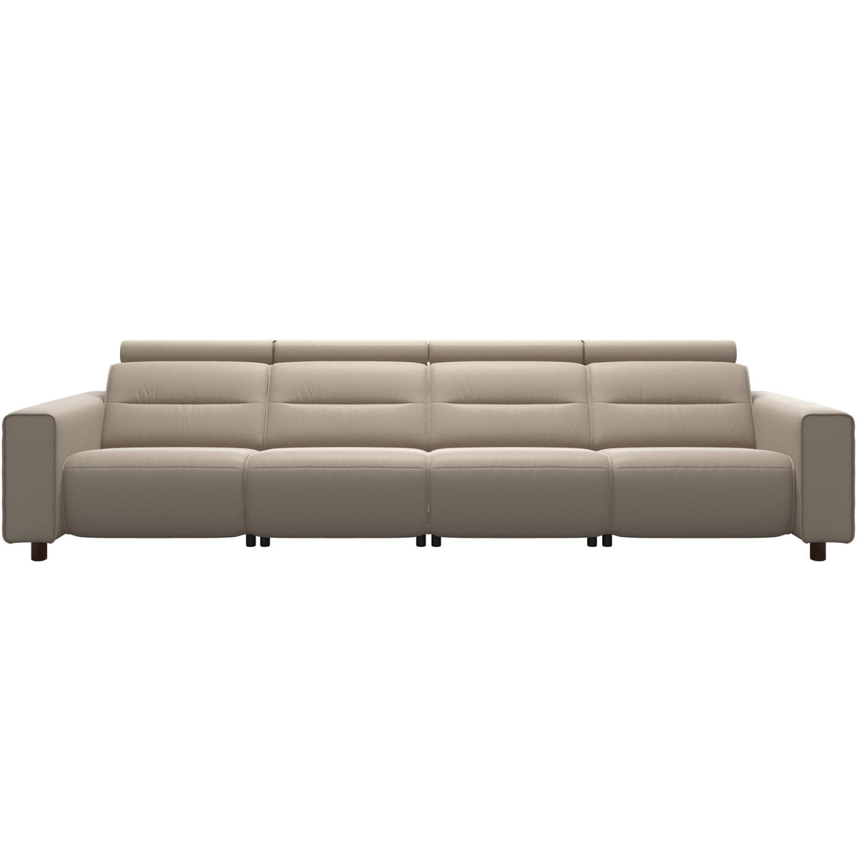 Stressless Emily Wide Arm 4-Seater Sofa with 2 Power Seats in Paloma Mushroom, Brown, front view