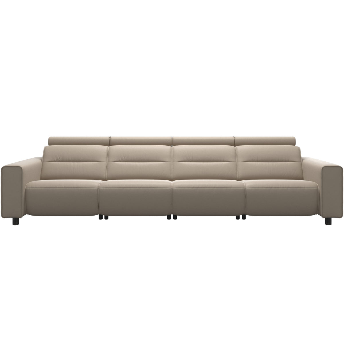 Stressless Emily Wide Arm 4-Seater Sofa with 2 Power Seats in Paloma Mushroom, Grey, front view