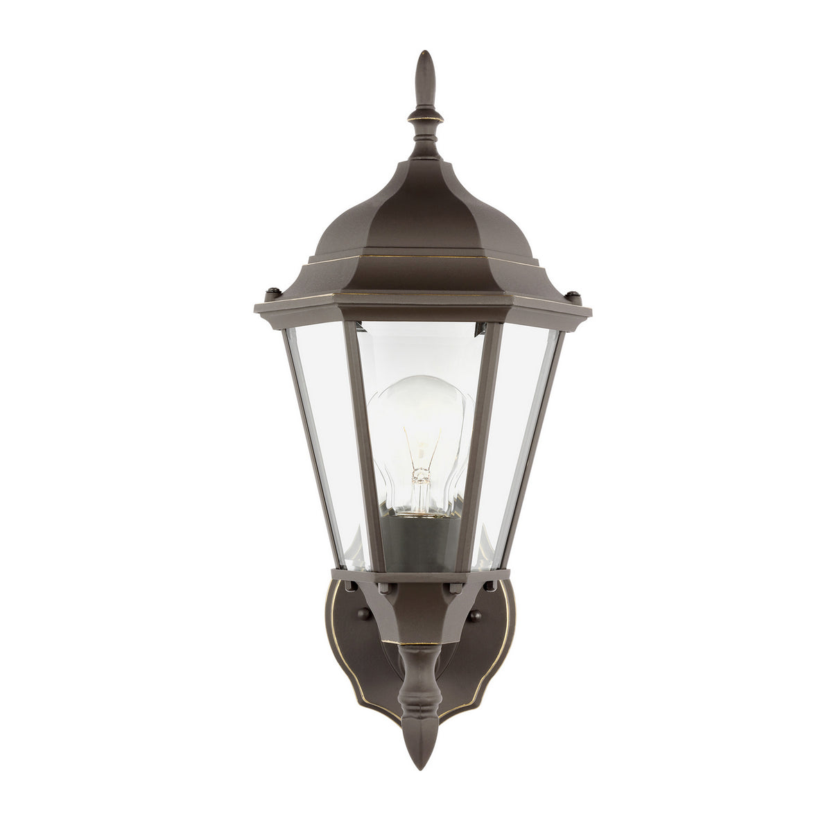 One Light Outdoor Wall Lantern — 17.00", Clear Beveled