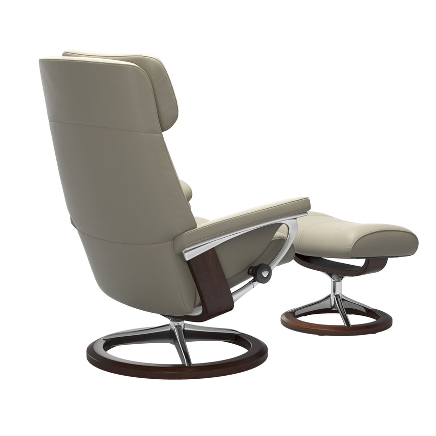 Paul Recliner - Signature Base - Paloma Light Grey - Brown Wood