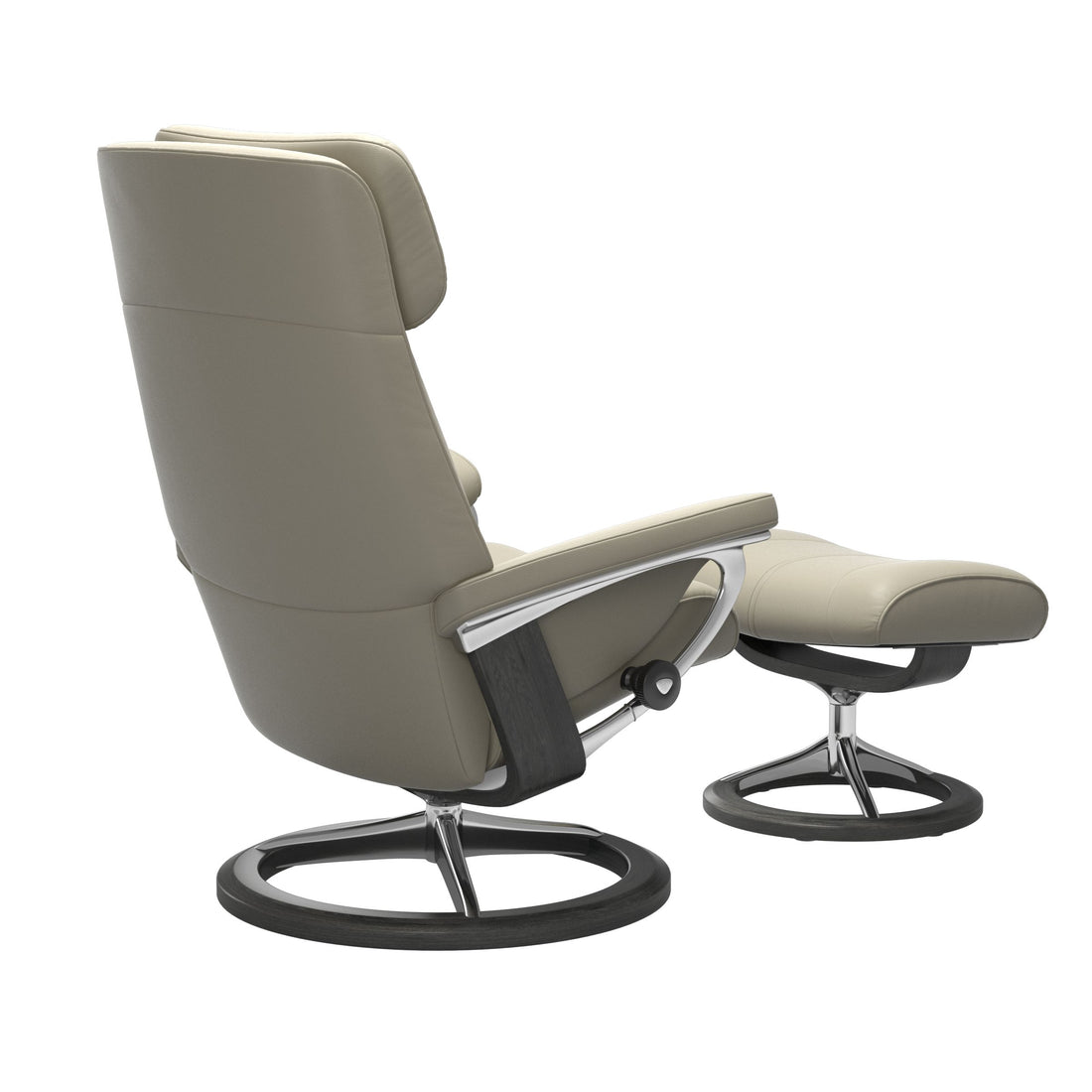 Stressless Paul Recliner Signature Base in Paloma Light Grey, Grey, rear three-quarter view