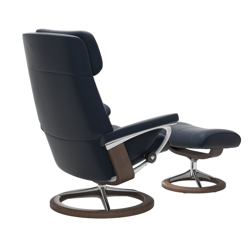 Paul Recliner - Signature Base - Paloma Oxford Blue - Walnut Wood