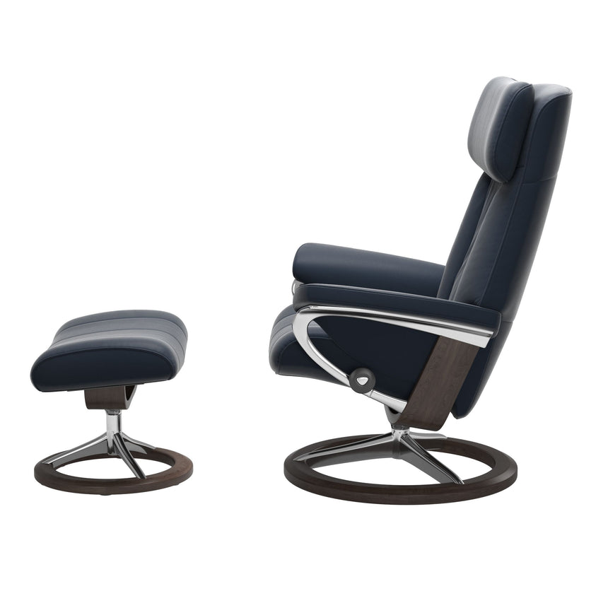 Paul Recliner - Signature Base - Paloma Oxford Blue - Wenge Wood