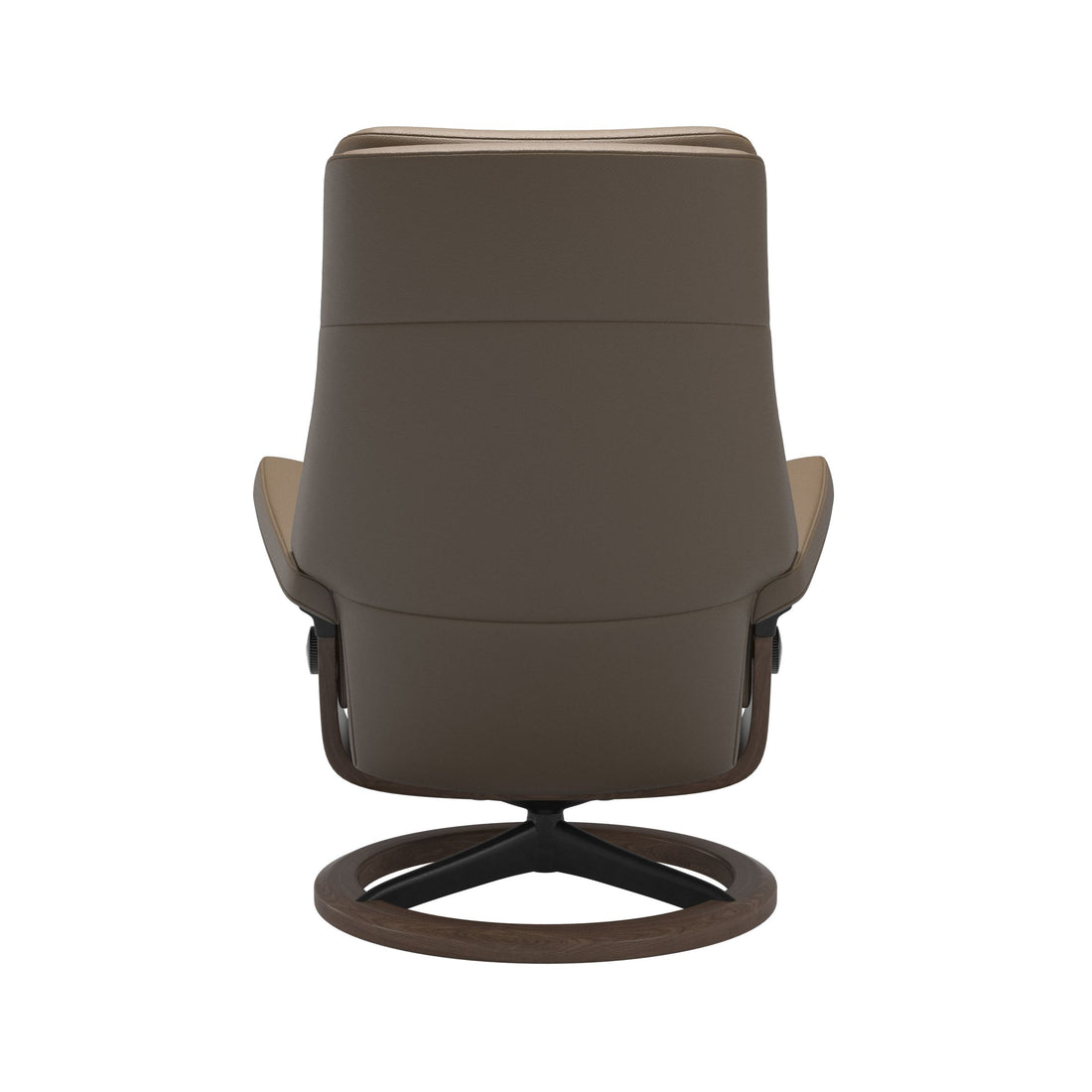 Stressless Paul Recliner Signature Base in Cori Mole, Walnut (with Matte Black), back view