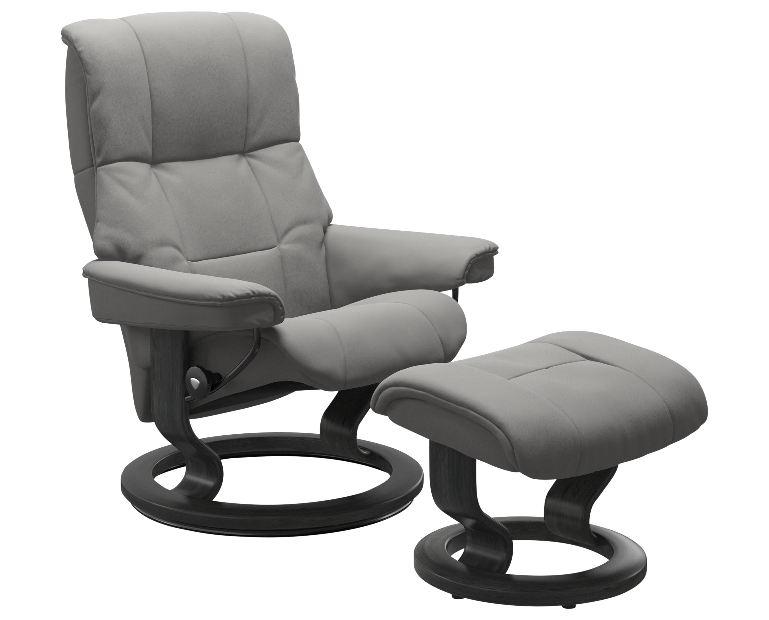 Paloma Leather Silver Grey M &amp; Grey Base | Stressless Mayfair Classic Recliner | Valley Ridge Furniture