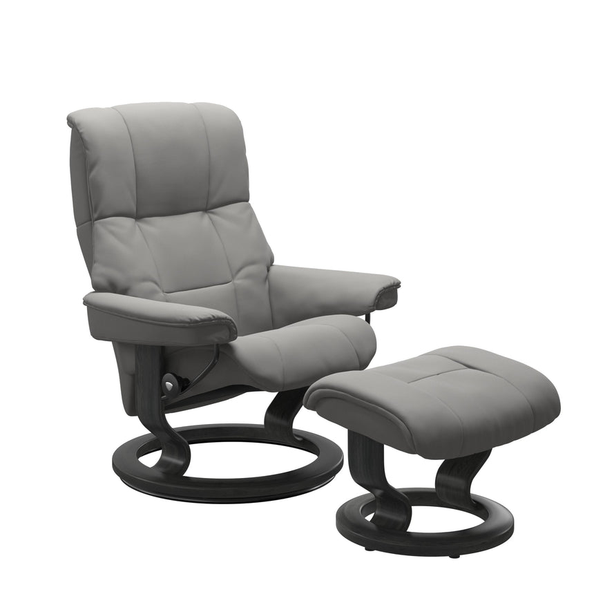 Mayfair Recliner - Classic Base - Paloma Silver Grey - Grey Wood