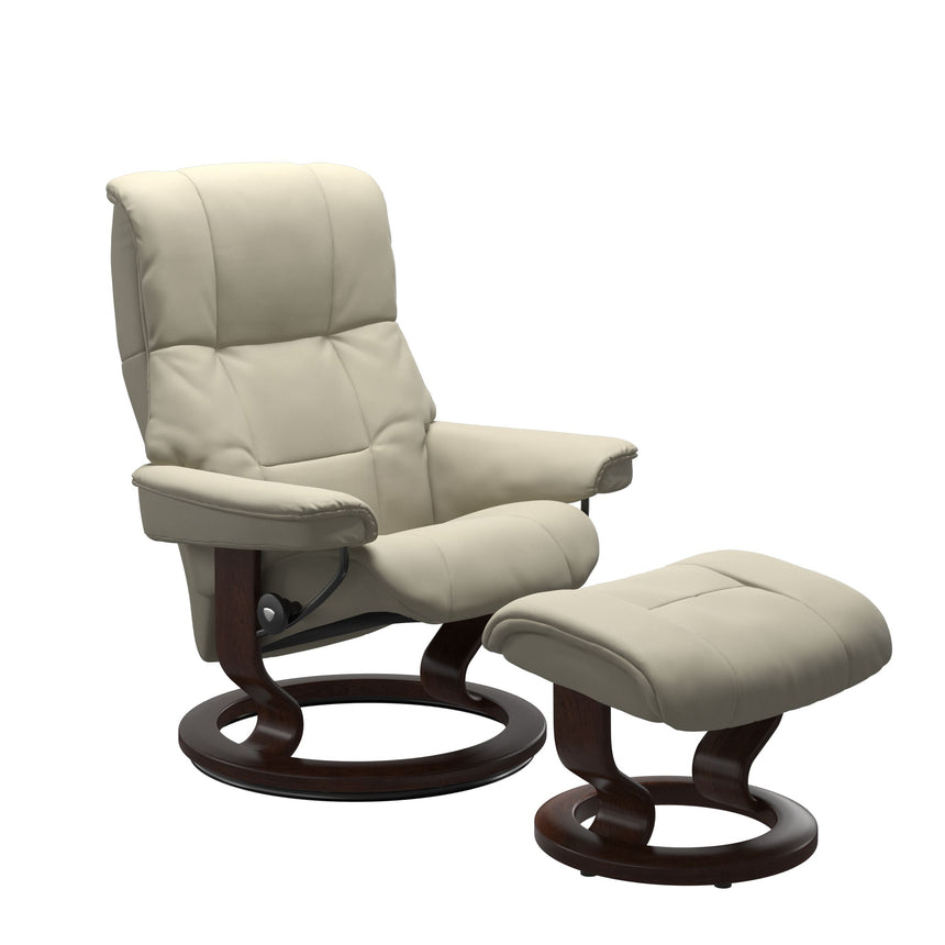 Mayfair Recliner - Classic Base - Paloma Light Grey - Brown Wood