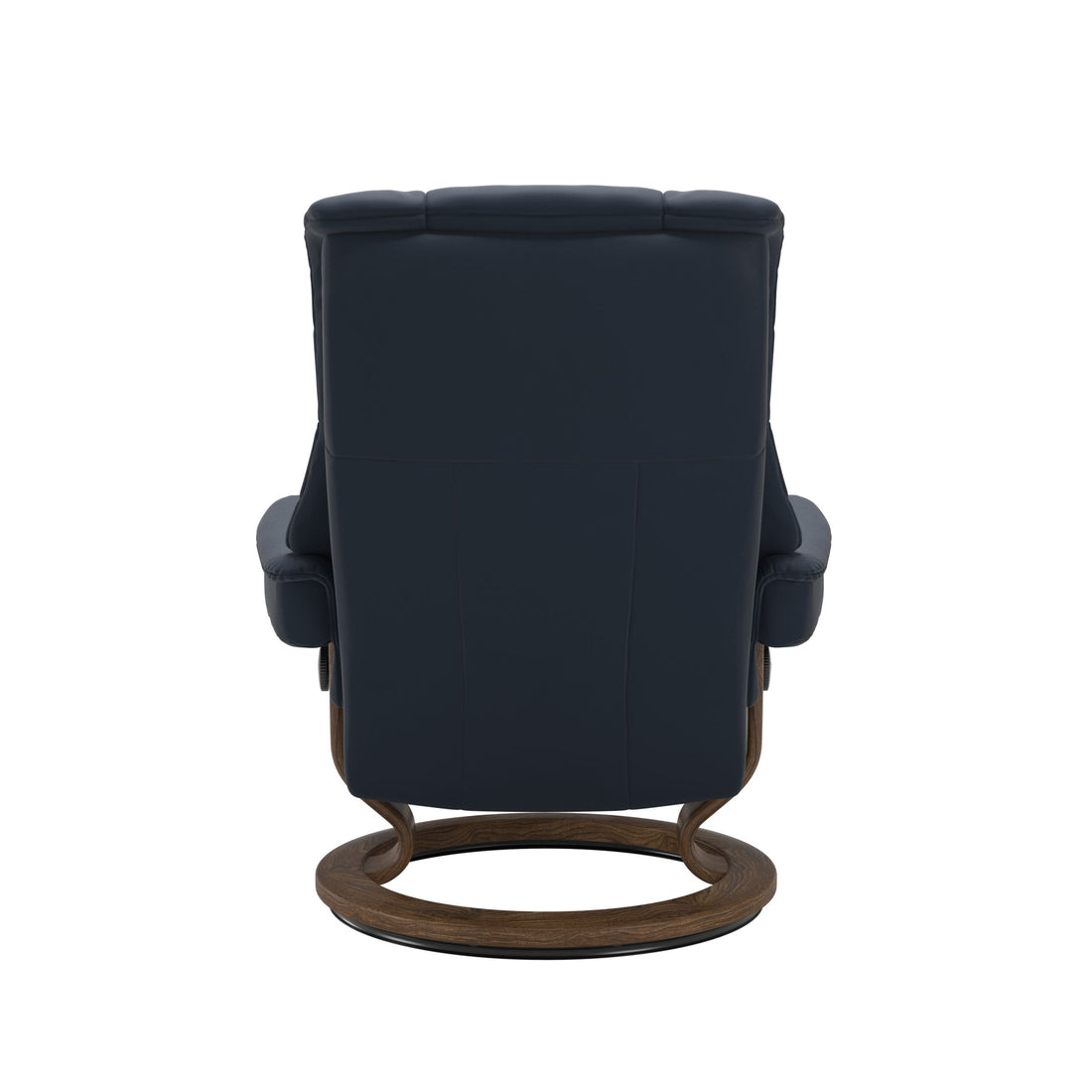 Stressless Mayfair Recliner Classic Base in Paloma Oxford Blue, Teak, back view