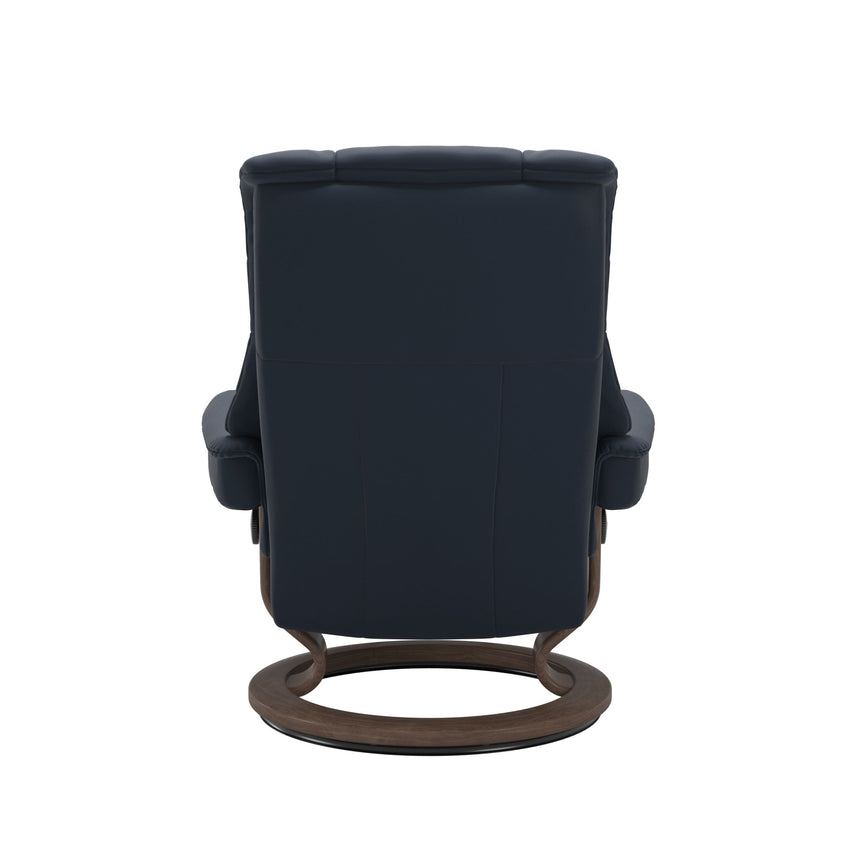 Mayfair Recliner - Classic Base - Paloma Oxford Blue - Walnut Wood