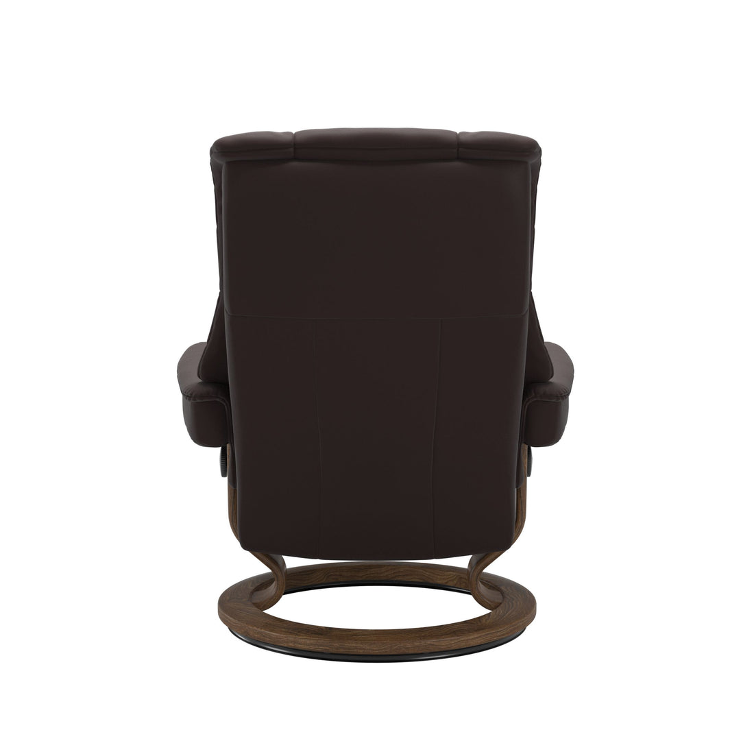 Stressless Mayfair Recliner Classic Base in Paloma Chocolate, Teak, back view