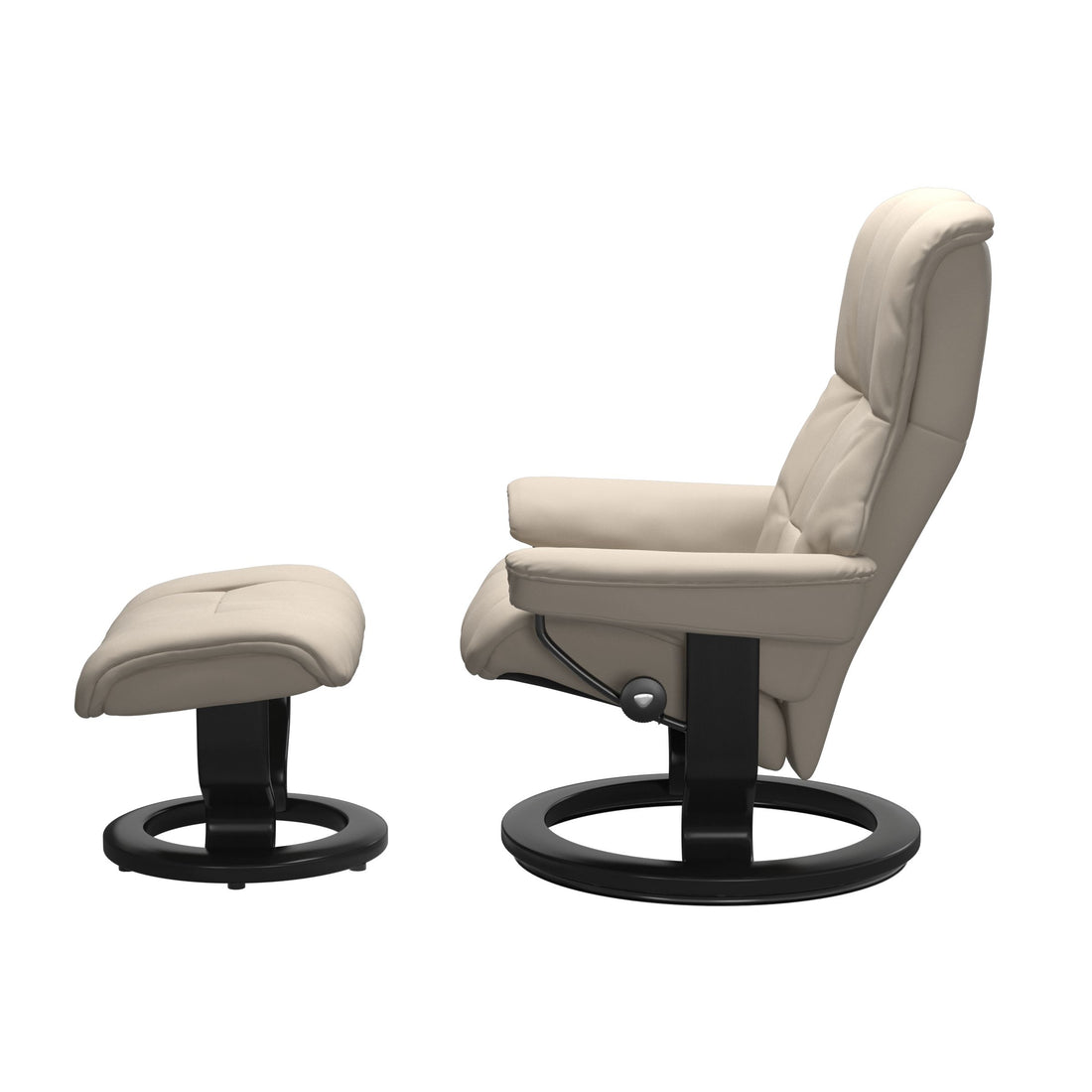 Stressless Mayfair Recliner Classic Base in Paloma Fog, Black, side view