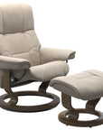 Paloma Leather Fog M/L & Smoked Oak Base | Stressless Mayfair Classic Recliner | Valley Ridge Furniture