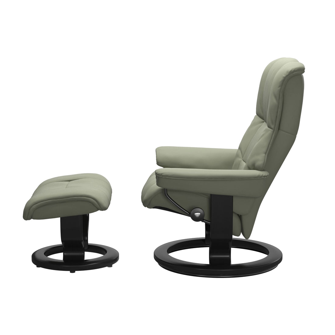Stressless Mayfair Recliner Classic Base in Paloma Shadow Green, Black, side view