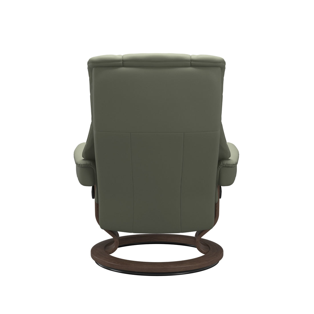 Stressless Mayfair Recliner Classic Base in Paloma Shadow Green, Walnut, back view