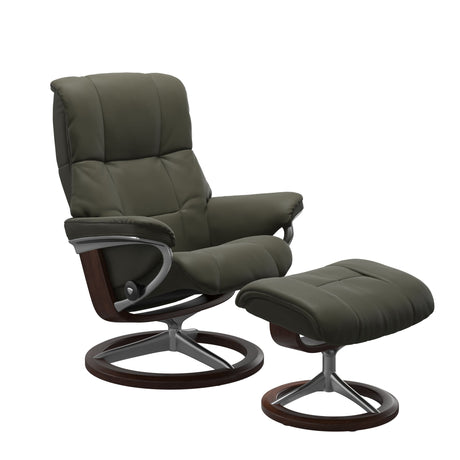 Mayfair Recliner - Signature Base - Paloma Dark Olive - Brown Wood