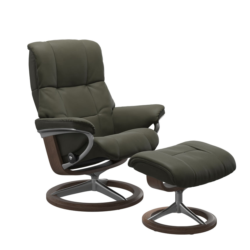 Mayfair Recliner - Signature Base - Paloma Dark Olive - Walnut Wood
