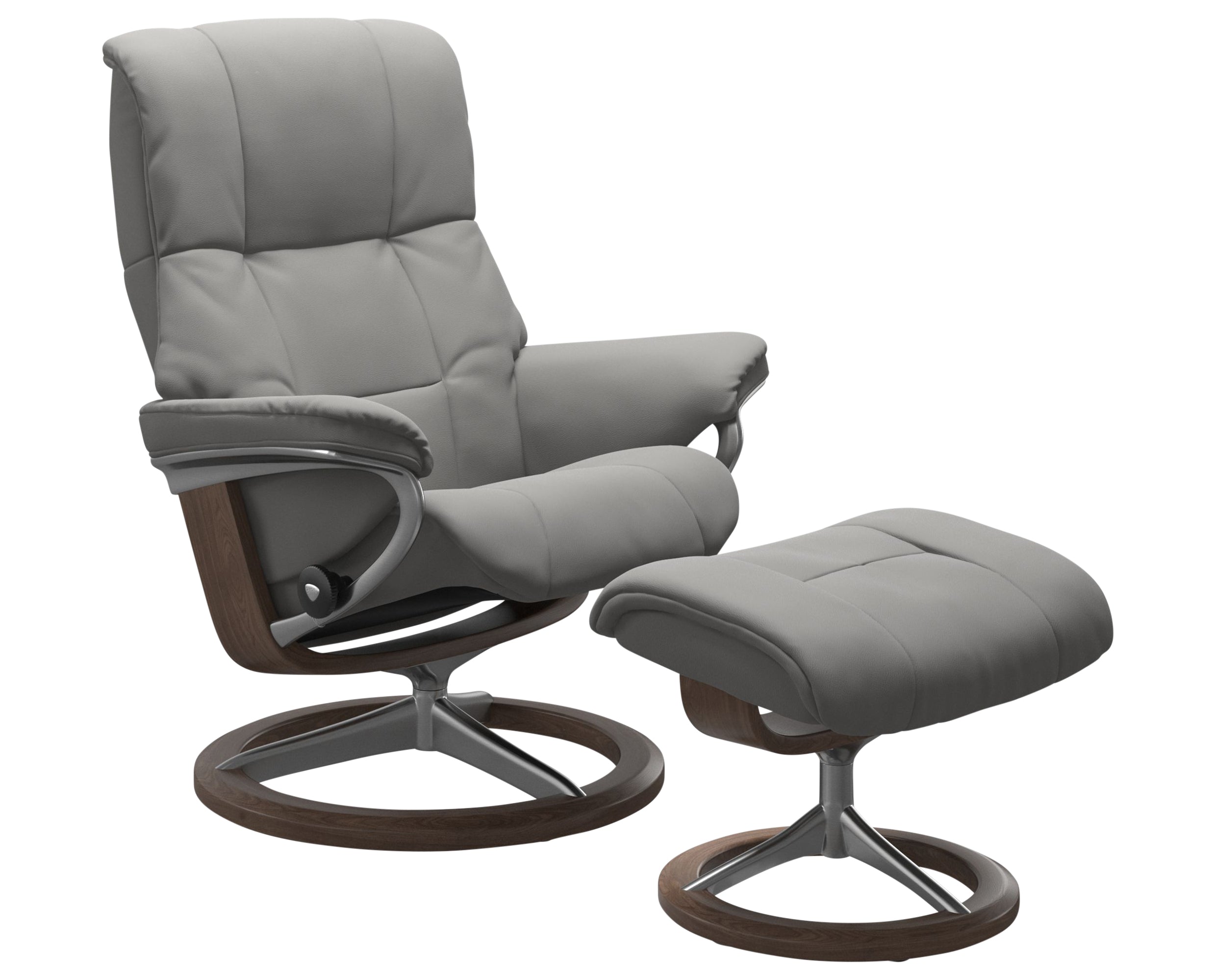 Paloma Leather Silver Grey M and Walnut Base | Stressless Mayfair Signature Recliner | Valley Ridge Furniture