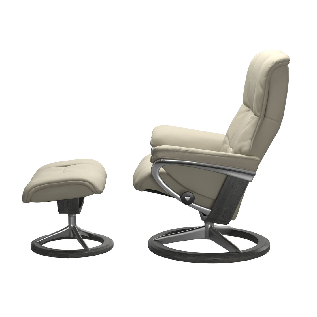 Stressless Mayfair Recliner Signature Base in Paloma Light Grey, Grey, side view