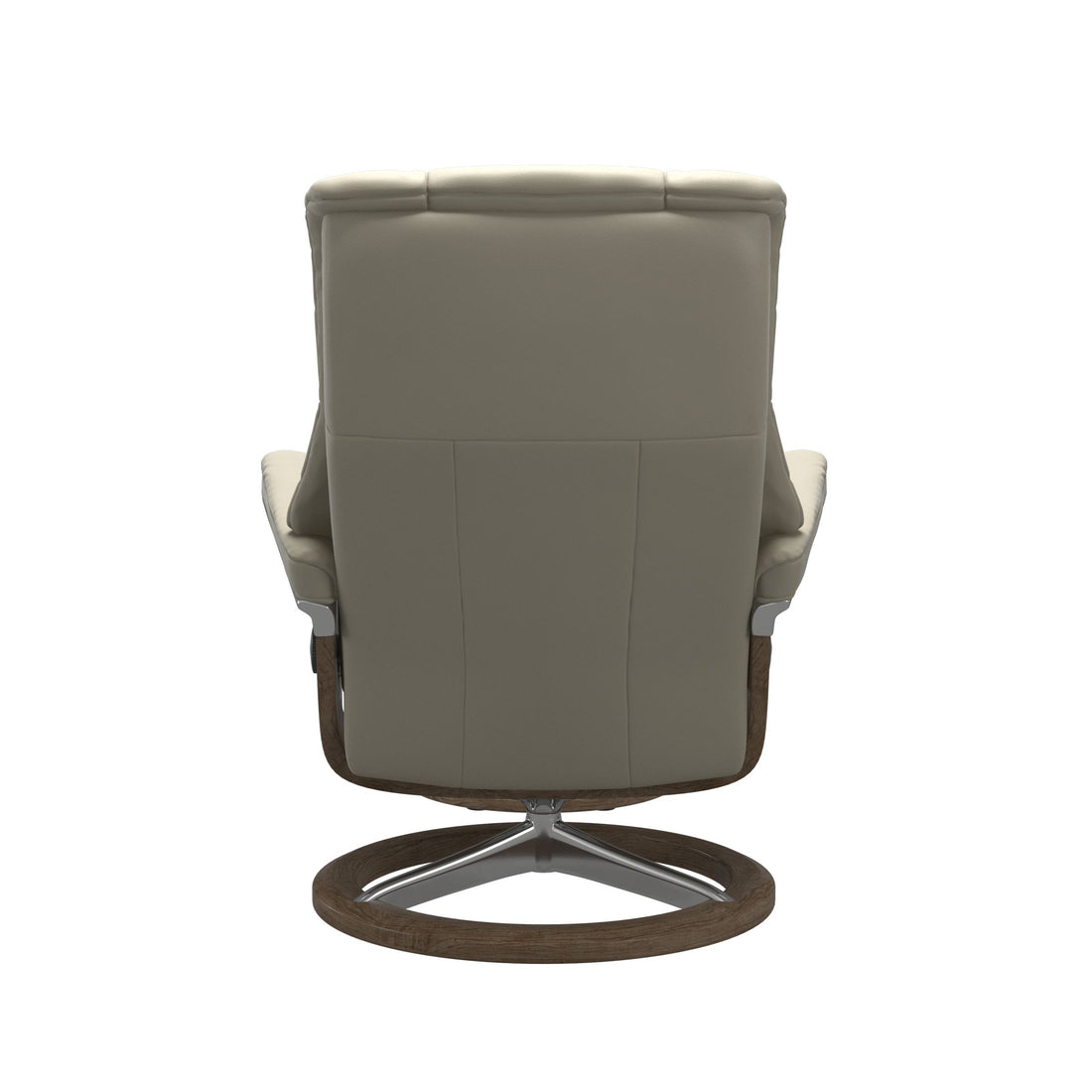 Stressless Mayfair Recliner Signature Base in Paloma Light Grey, Smoked Oak, back view