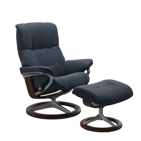 Mayfair Recliner - Signature Base - Paloma Oxford Blue - Brown Wood