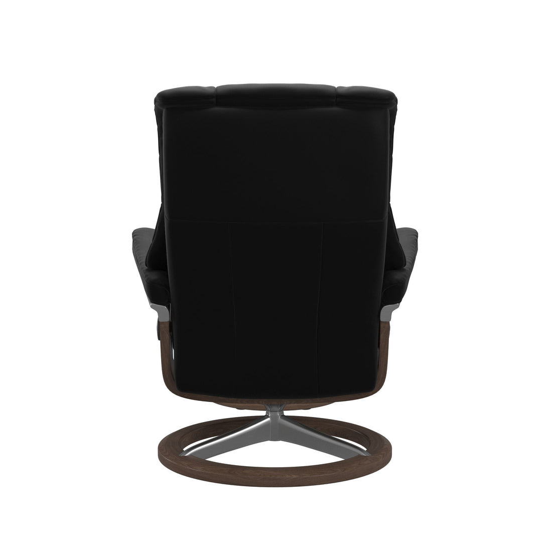 Stressless Mayfair Recliner Signature Base in Paloma Black, Walnut, back view