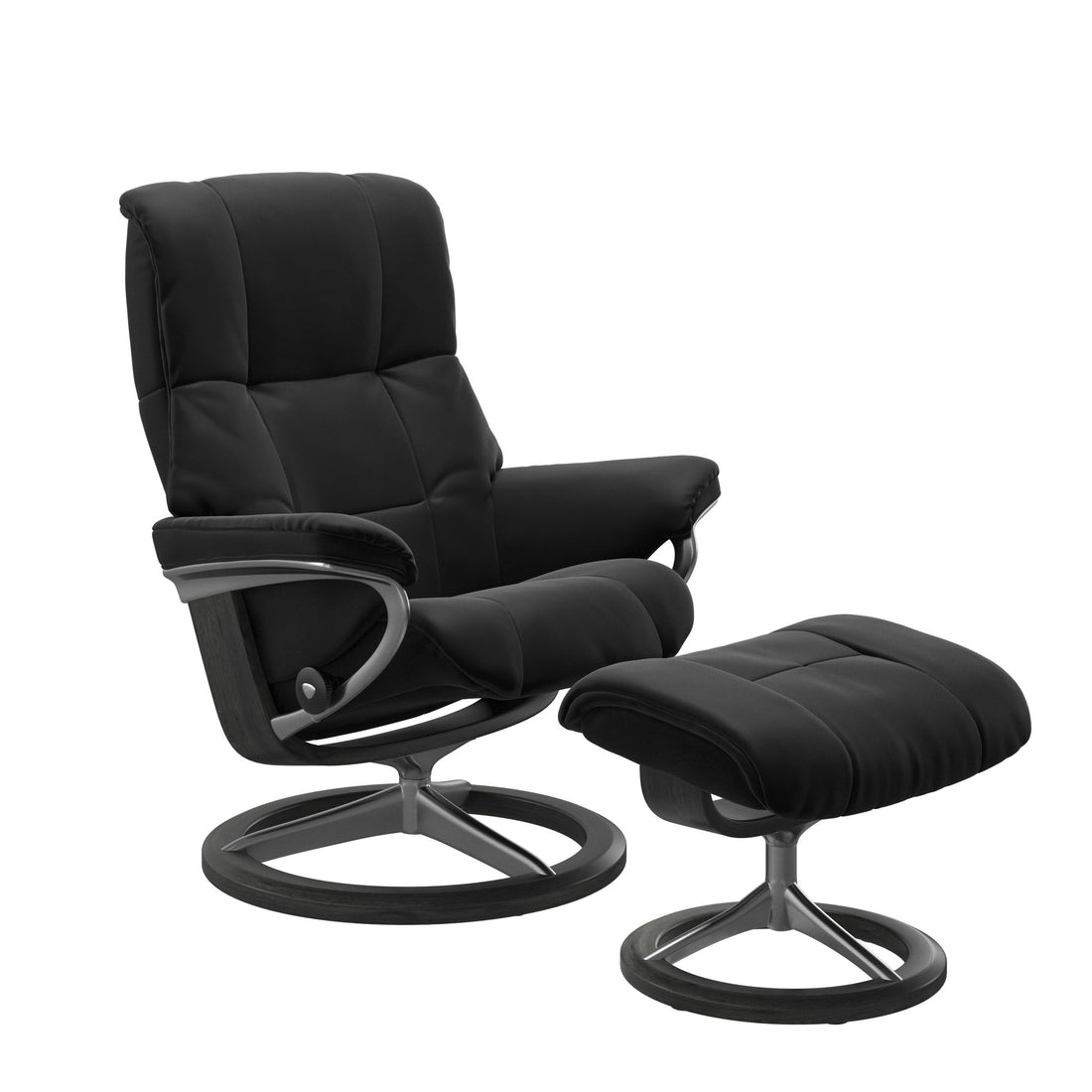 Stressless Mayfair Recliner Signature Base in Paloma Black, Grey, front view