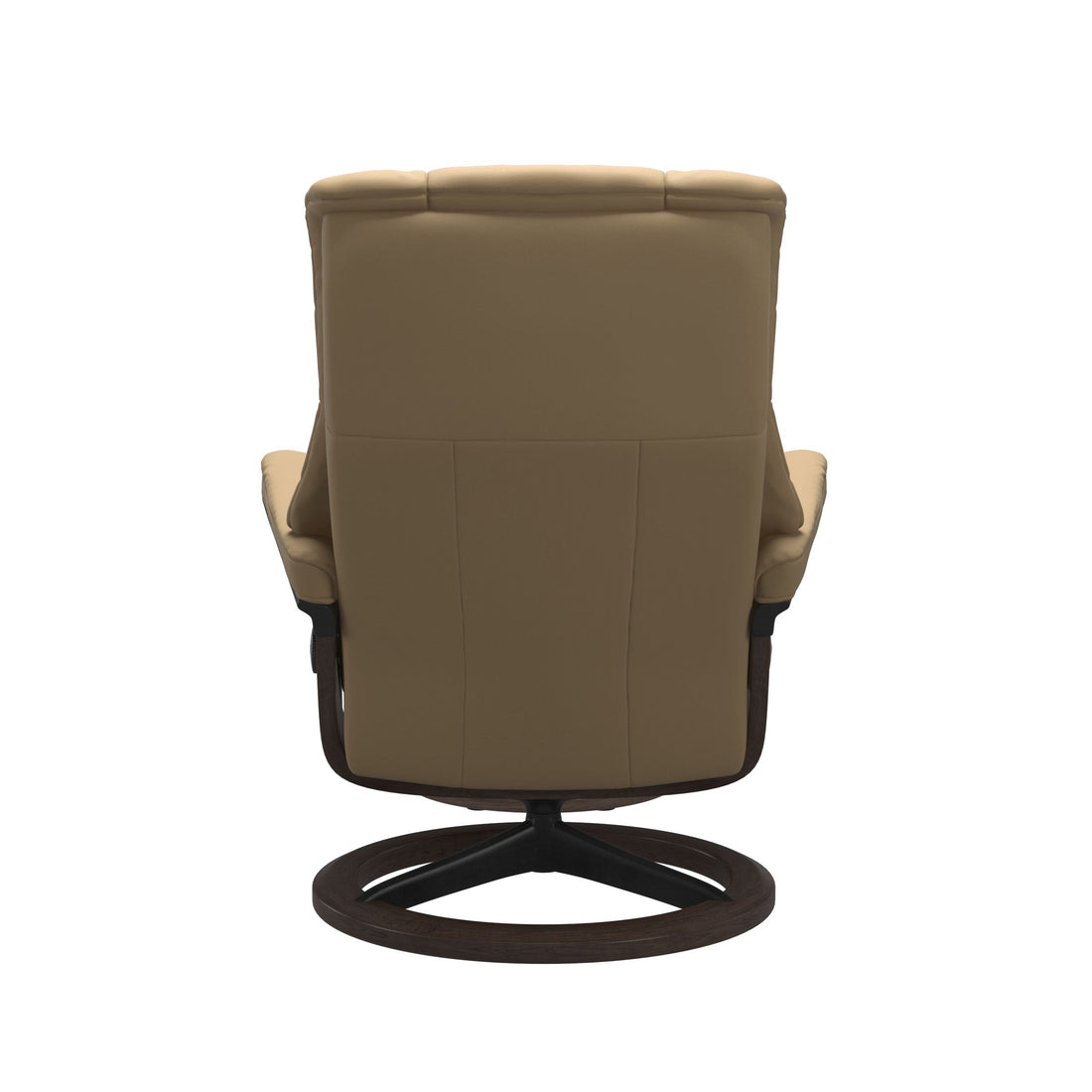 Stressless Mayfair Recliner Signature Base in Paloma Sand, Wenge (with Matte Black), back view