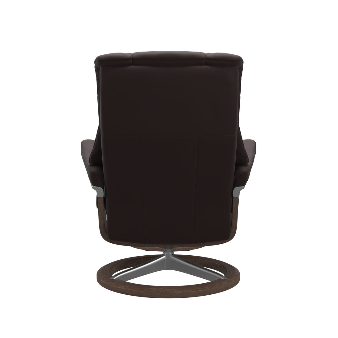 Stressless Mayfair Recliner Signature Base in Paloma Chocolate, Walnut, back view