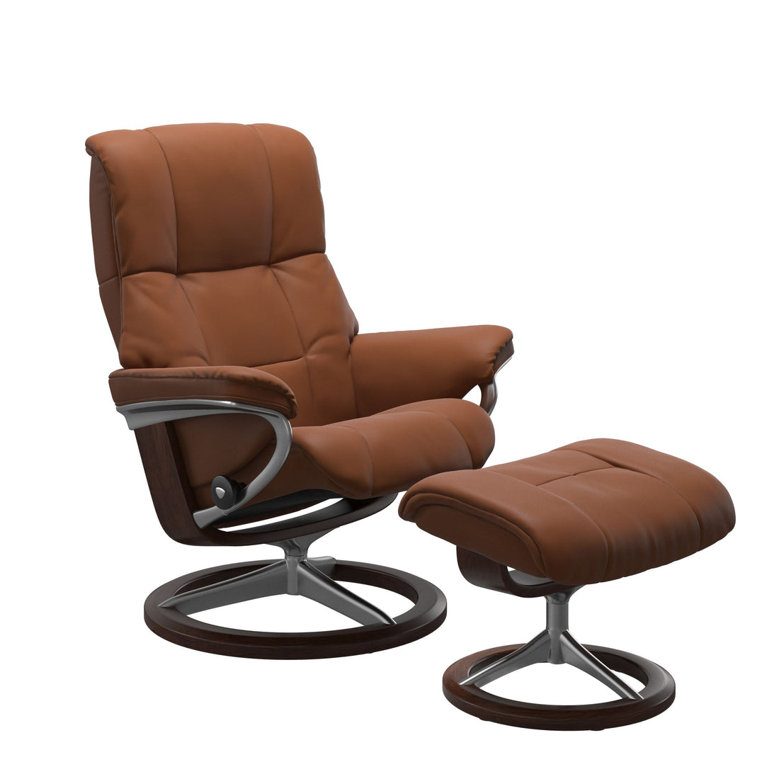 Stressless Mayfair Recliner Signature Base in Paloma New Cognac, Brown, front view