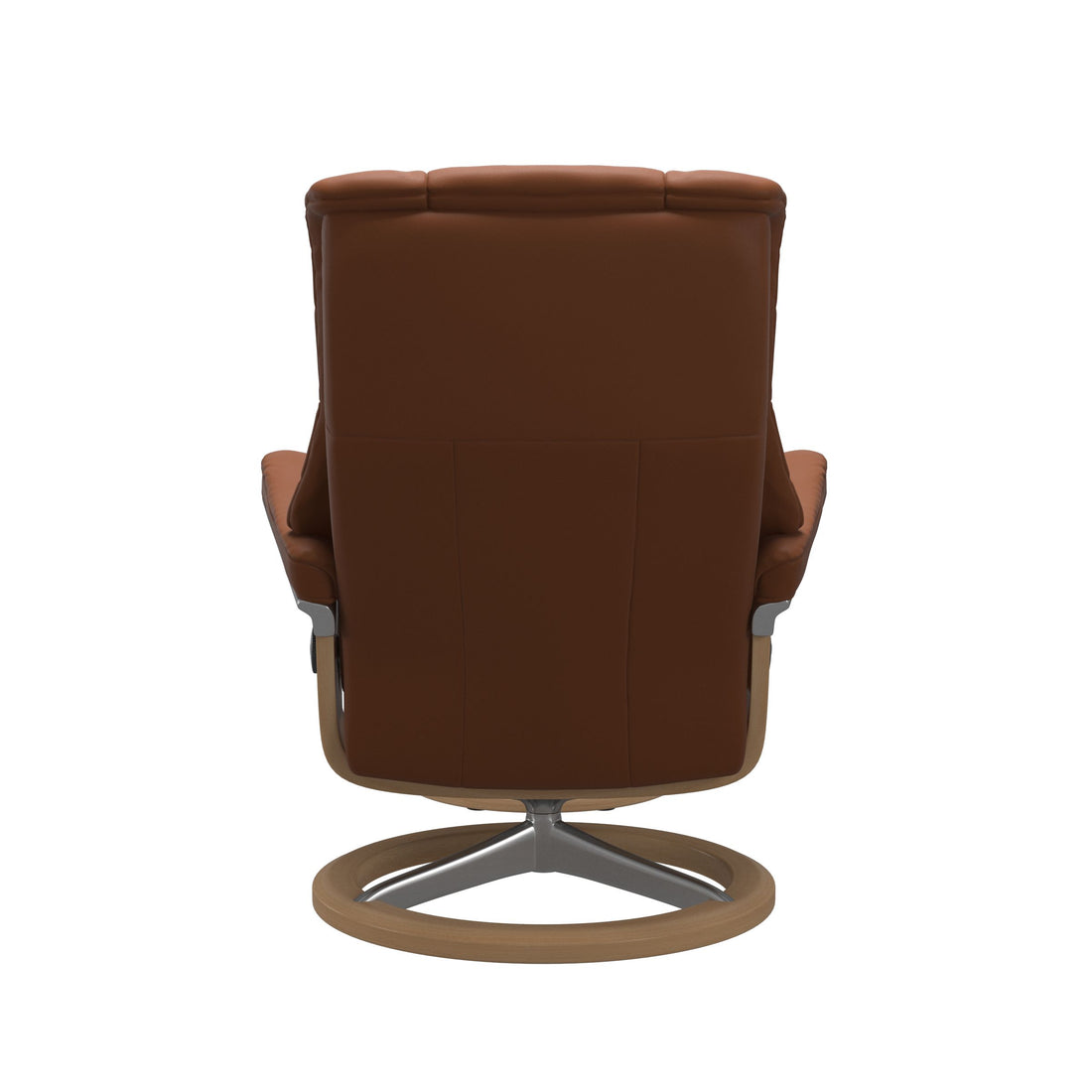Stressless Mayfair Recliner Signature Base in Paloma New Cognac, Oak, back view